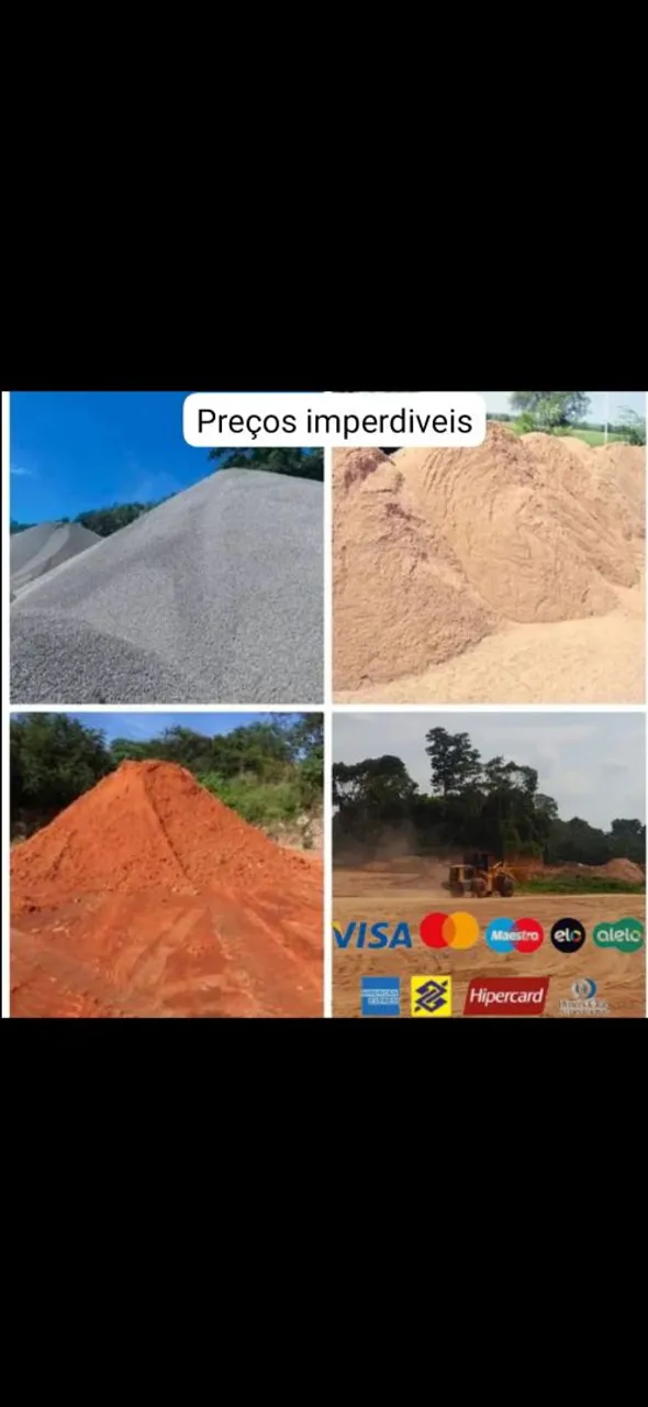 Areia, pedra brita e terra para construção - Imperdível!