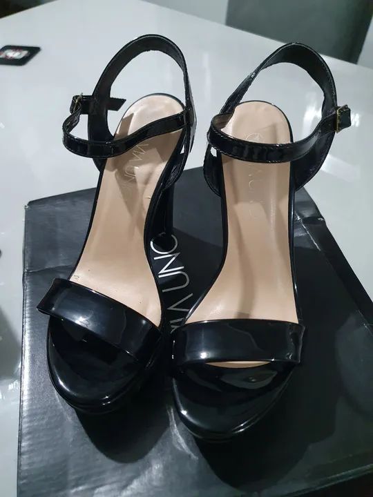 Sandália Via Uno Meia Pata Salto Alto Verniz Feminina Calçados