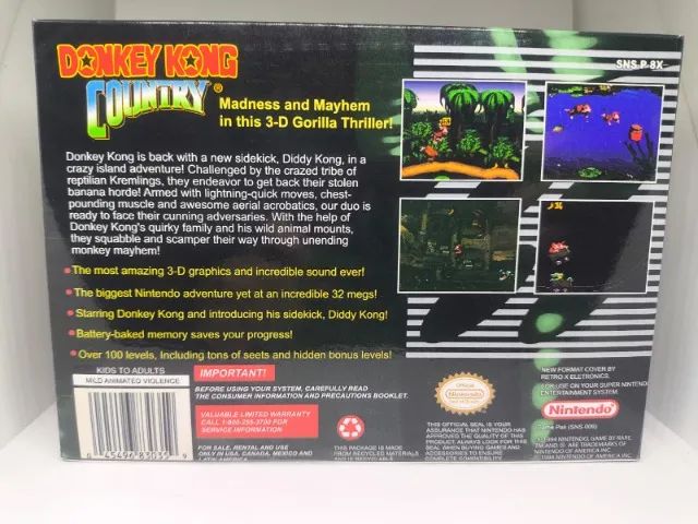 Caixa do Jogo Donkey Kong Country para Super Nintendo - Inclui Berço e Mini Manua - Foto 3