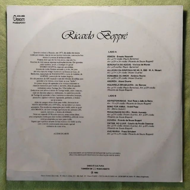 Disco de Vinil Ricardo Boppré - Violão, Viol ão & Violão - Foto 4