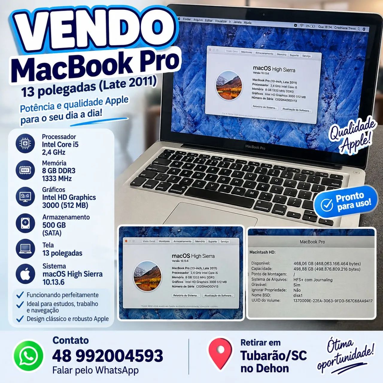 Macbook pro 13- 2011
