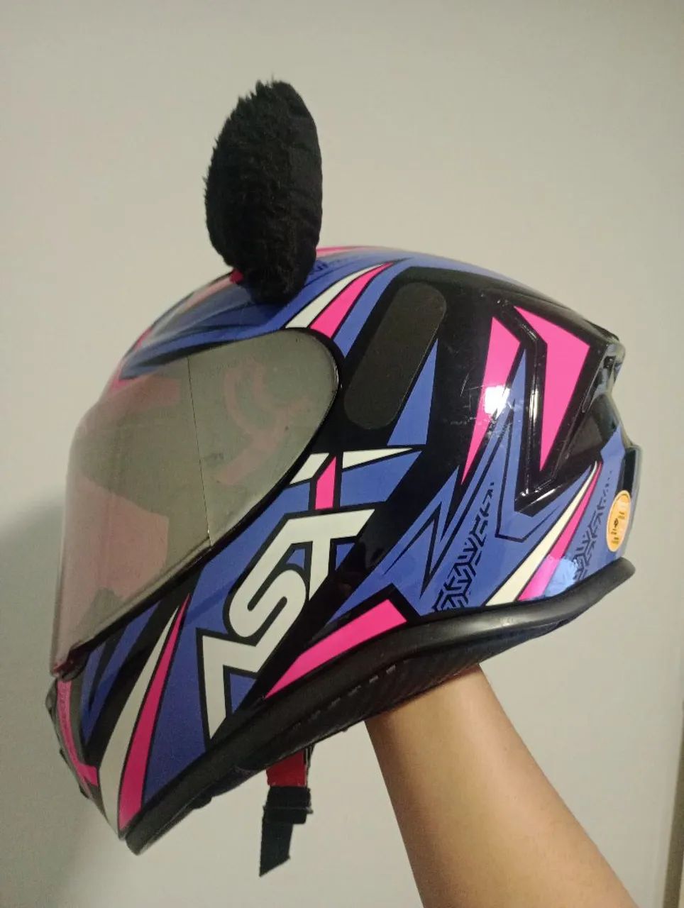 Capacete ASX roxo com rosa  - Foto 3