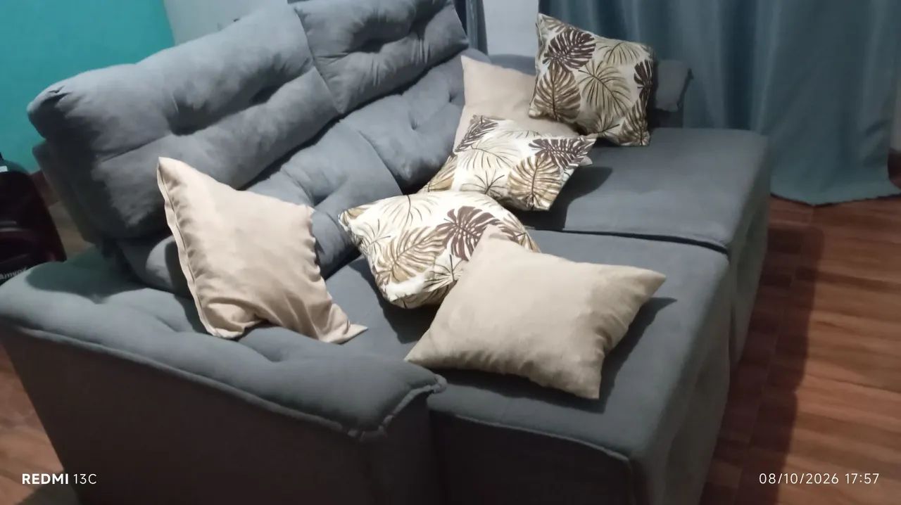 SOFÁ CINZA RETRÁTIL CINSA