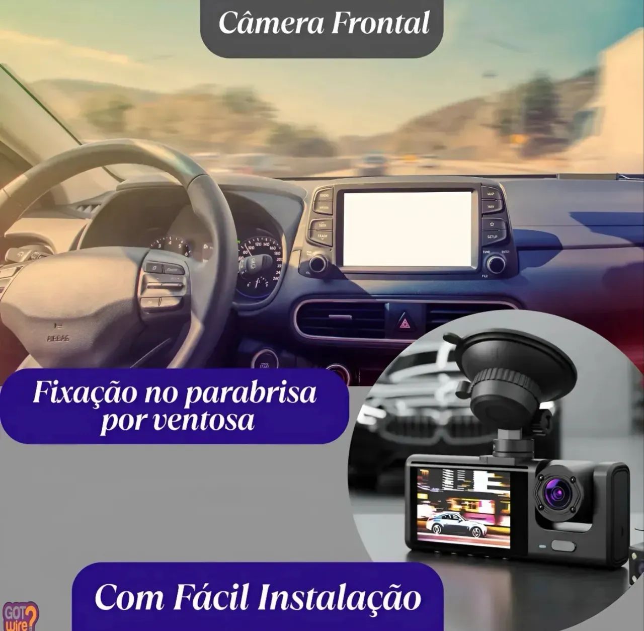 Câmera Veicular Dupla 1080p com Tela - Frontal e Interna - Foto 2