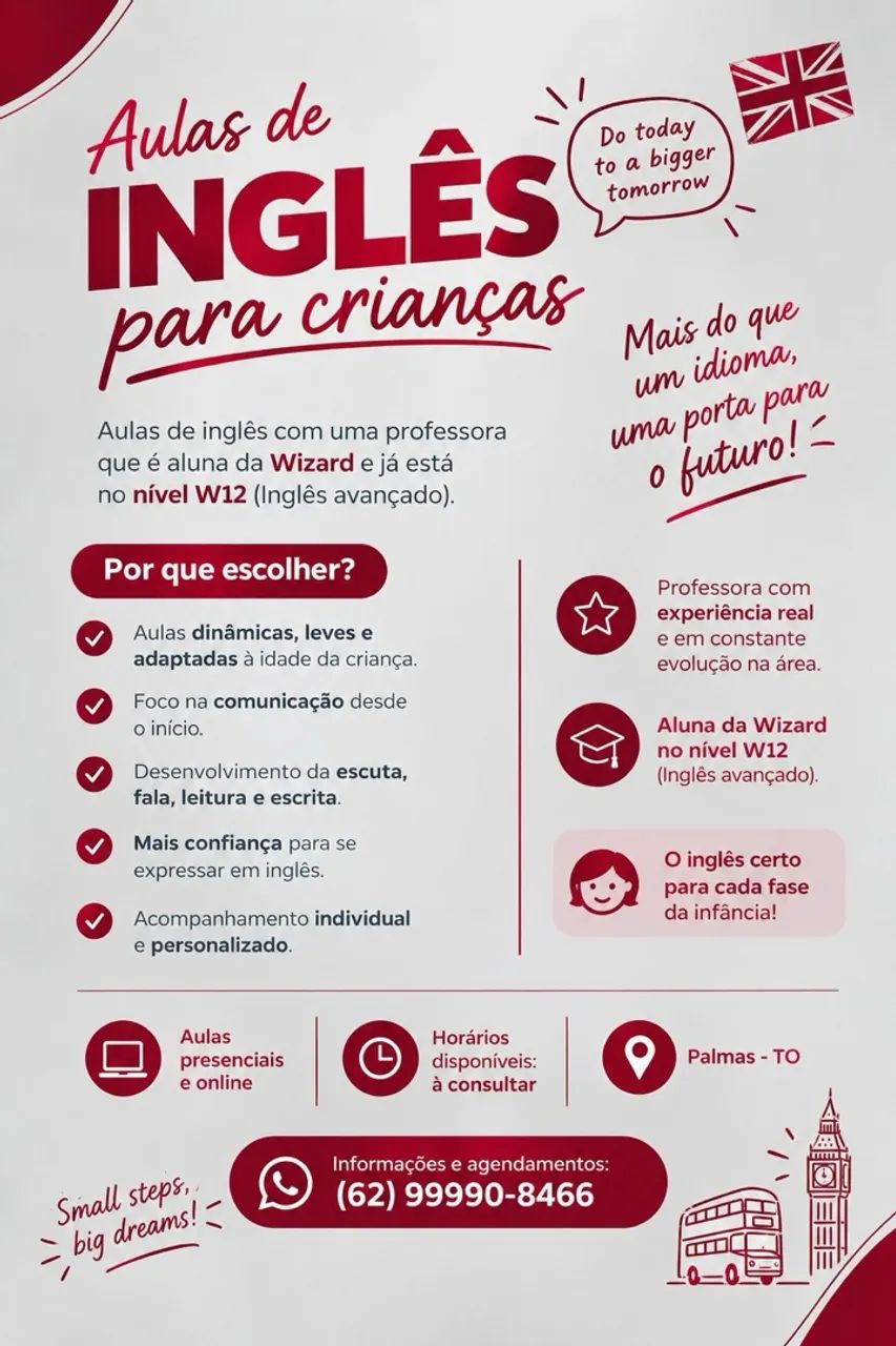 Aulas particulares de Inglês para crianças 