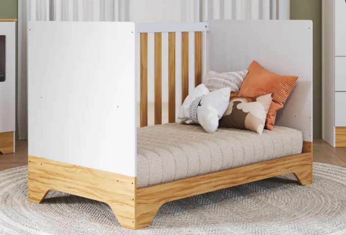 Berço Cama Americano Popy Retro, 100% MDF - Peroba - Foto 3