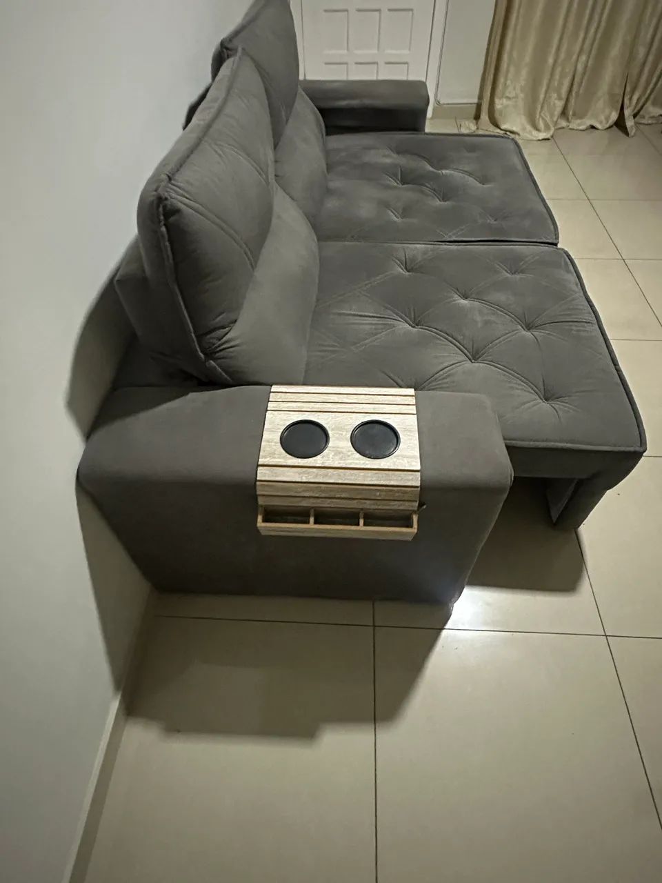 Sofá Retrátil Cinza 4 Lugares - Foto 4