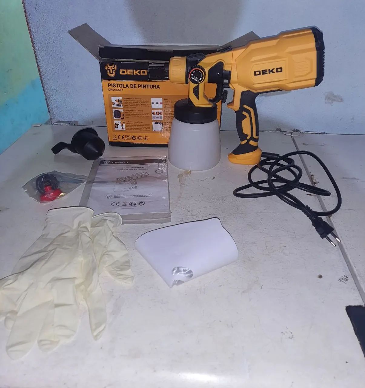 Pistola Pintura Pulverizadora 220v Elétrica 550w 800ml 3 Bicos E Acessórios - Deko<br><br> - Foto 6