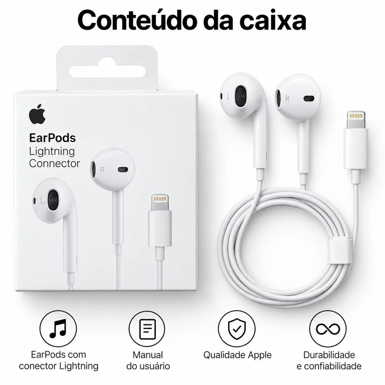 Fone EarPods Lightning Connector Apple - Fones de Ouvido