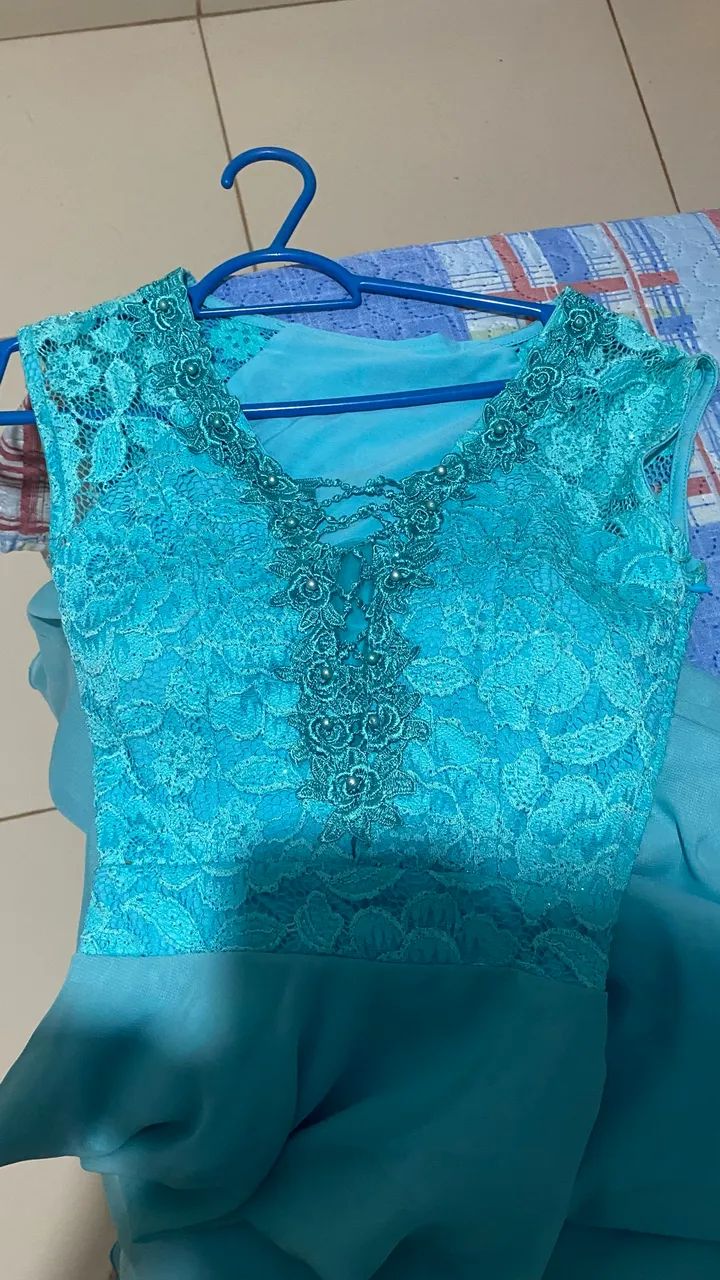 Vestido longo azul elegante - Foto 4