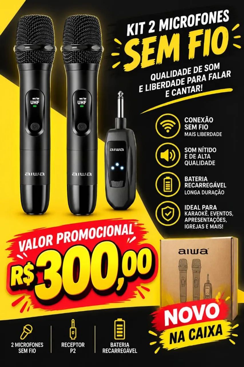 Microfone ? sem fio Aiwa ,top de linha 