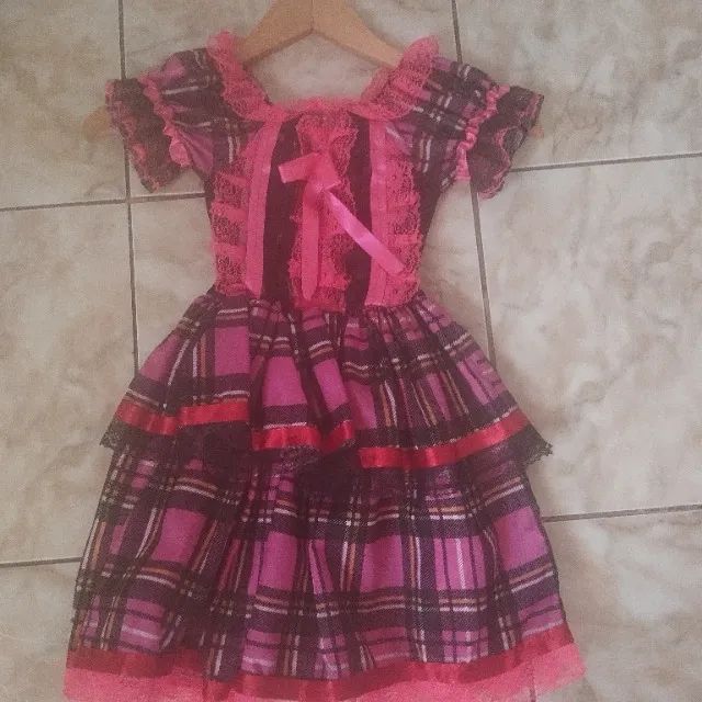 Vestido xadrez preto com rosa  - Foto 2