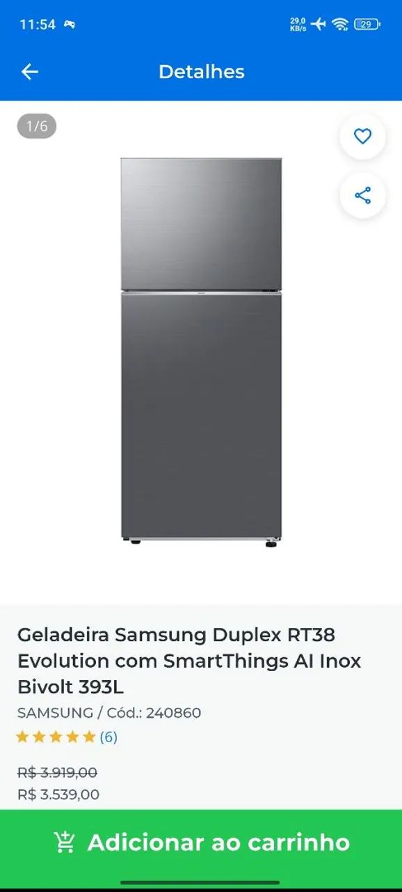 Geladeira Samsung 2000 reais 