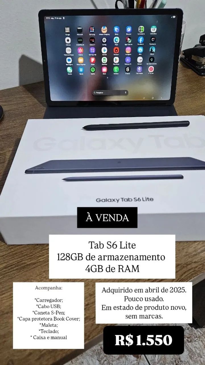 Tab S6 Lite Samsung com caneta