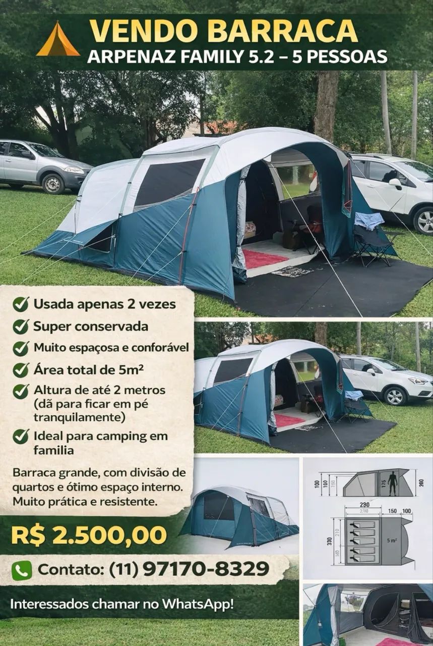 Barraca de camping Quéchua 5.2 Flash & Black 