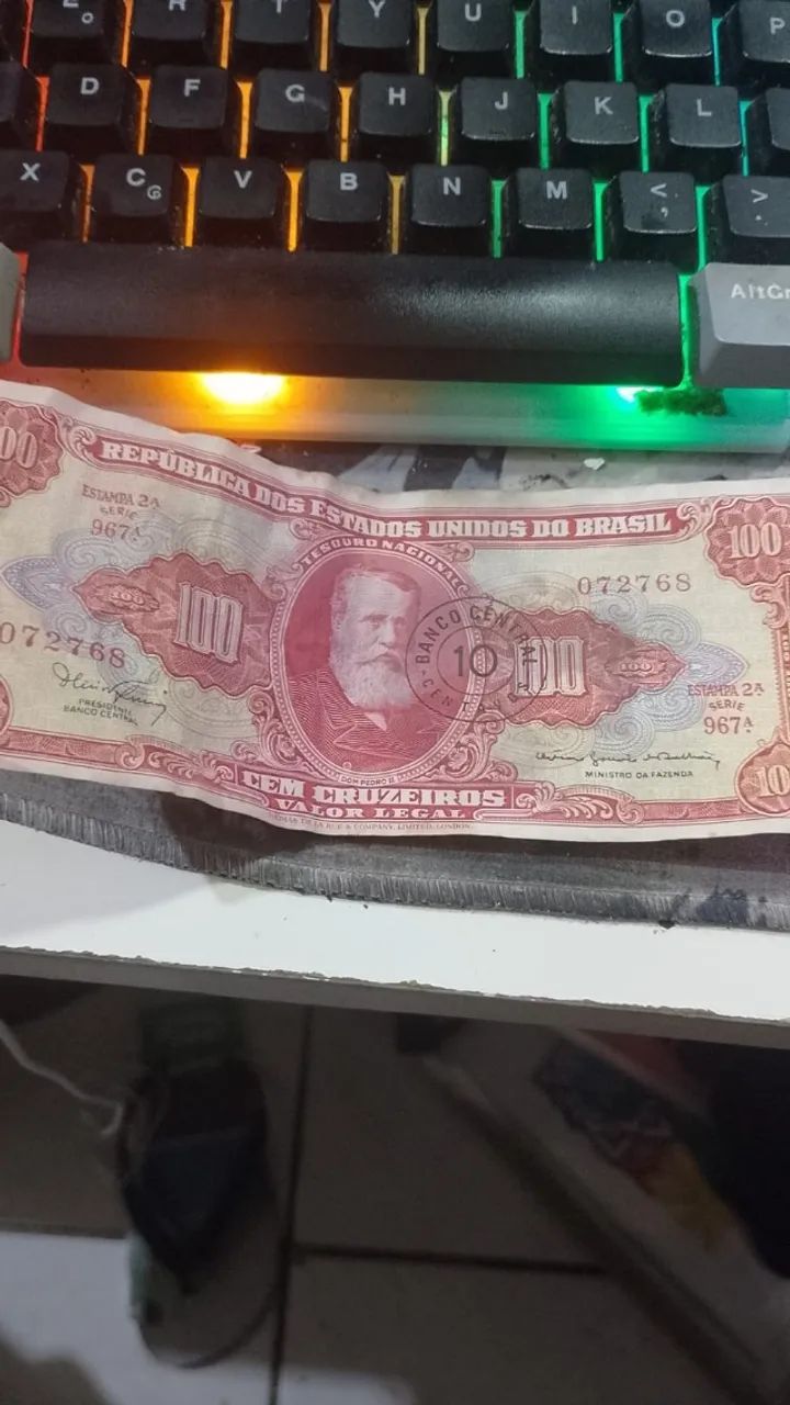 cédula antiga de 100 Cruzeiros, com Dom Pedro II - Foto 2