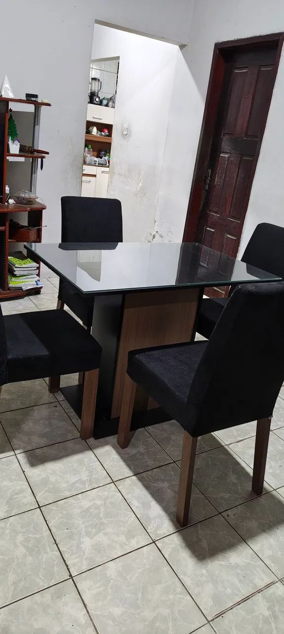 Conjunto sala de jantar Madesa Zion com tampo de vidro - Foto 5