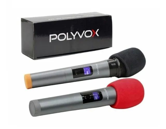 Par de Microfones Sem Fio Polyvox XM-123 Preto
