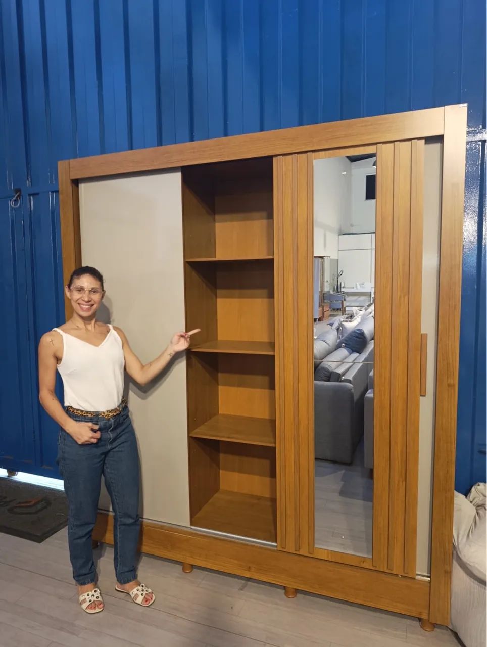 Guarda roupa solteiro com espelho 1,90m 12x sem juros 