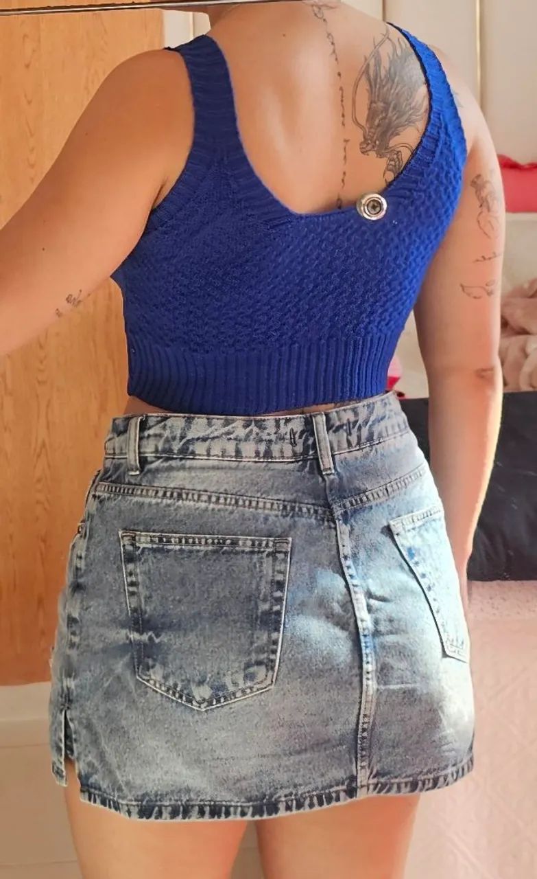 cropped de tricô azul royal - Foto 2