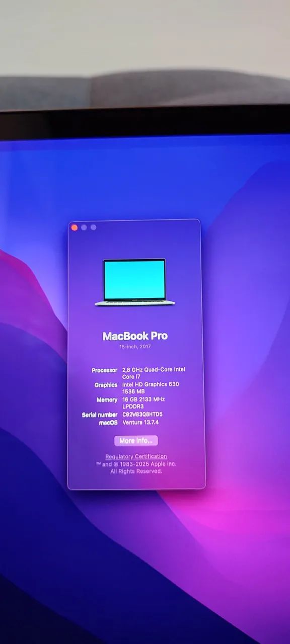 MacBook Pro 15" 2017 i7 16GB 256GB SSD Touch Bar - Foto 5