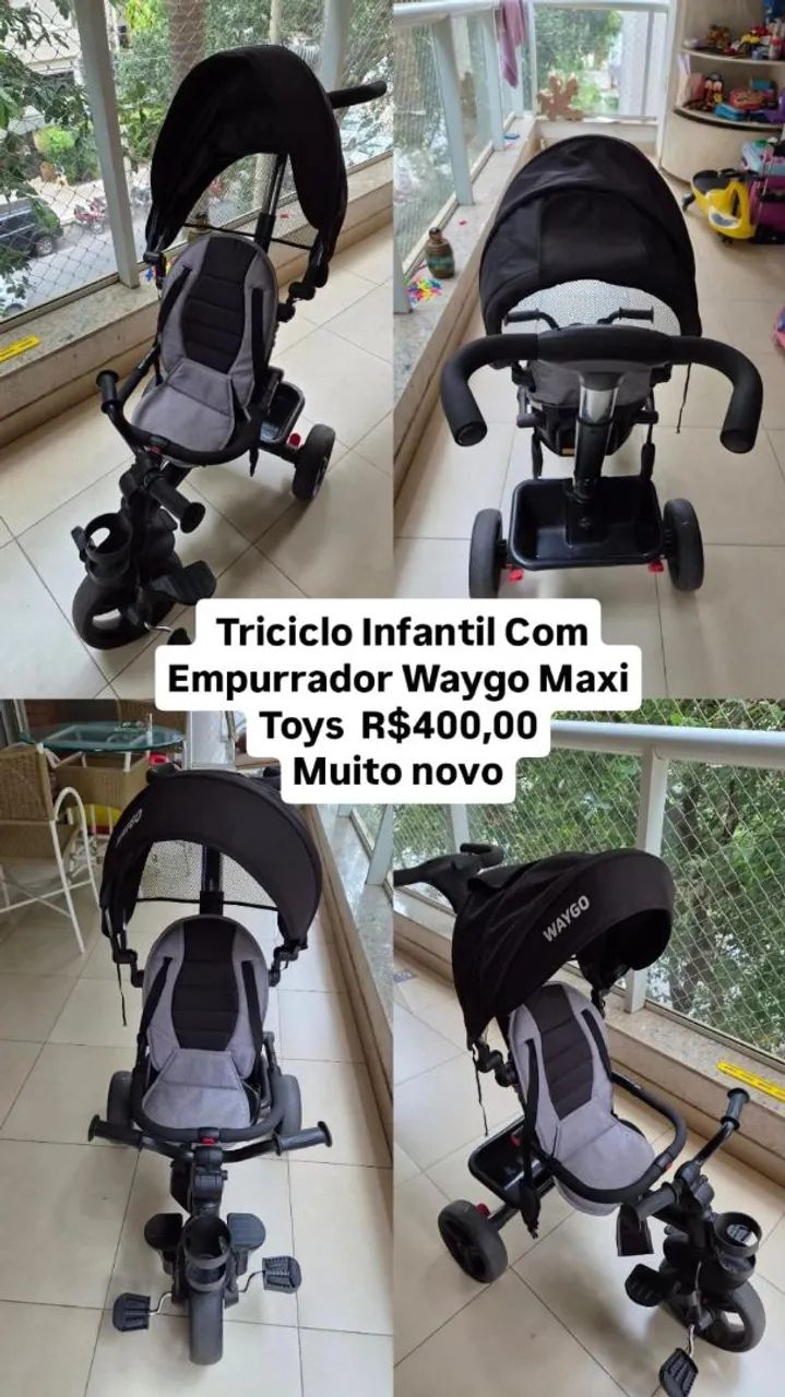 Triciclo infantil com empurrador