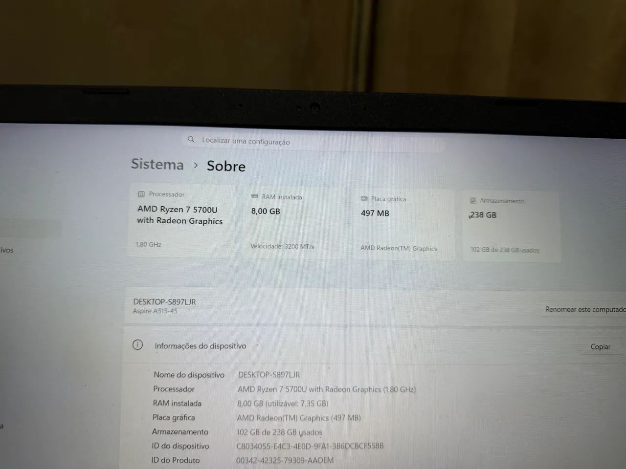 Vendo notebook  :Acer Aspire A515-45 - Foto 3