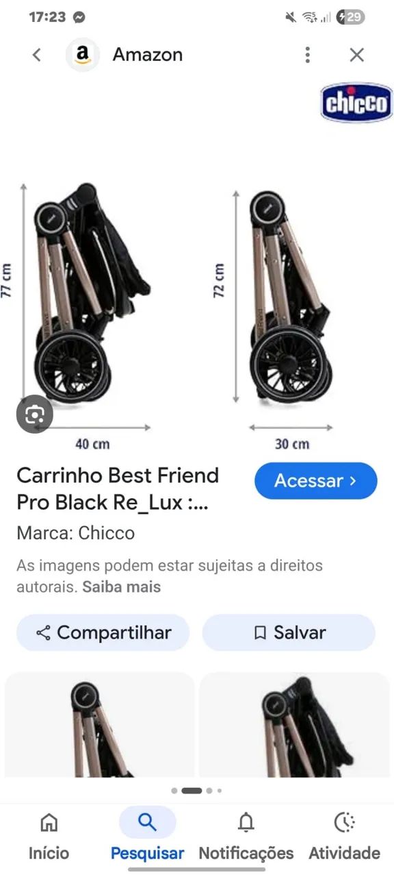 Carrinho de bebê 3 em 1 com Moisés e Bebê Conforto - Preto - Foto 2