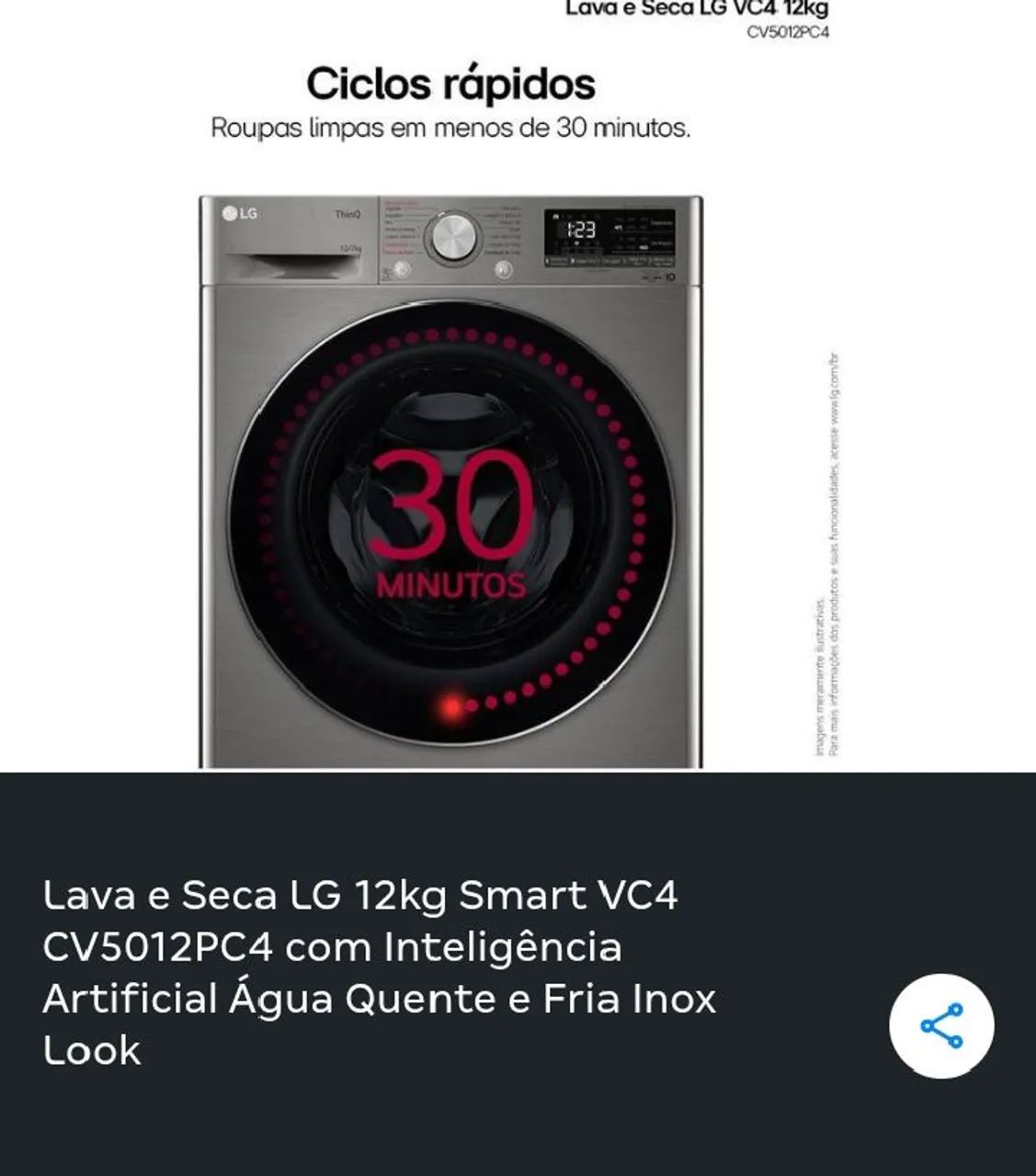 Lava e seca smart LG vc4 12 kg - Foto 3