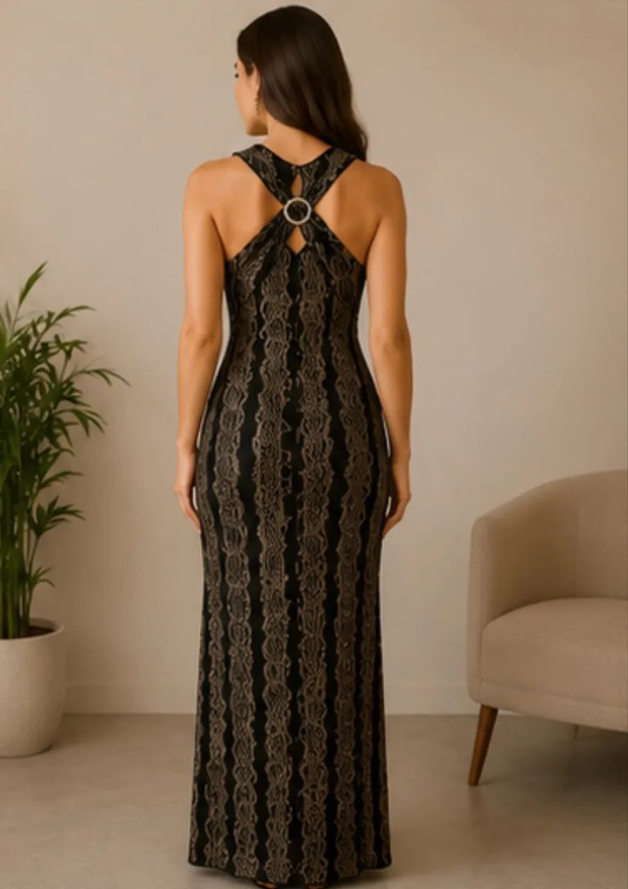 Vestido Longo Preto com Brilho- TAM. G - Foto 2