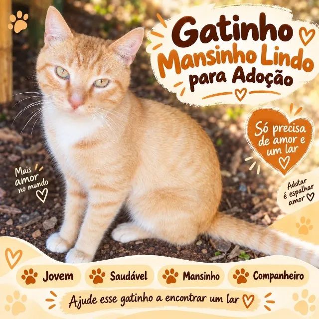 Gatinho mansinho e docil para adoção rapida