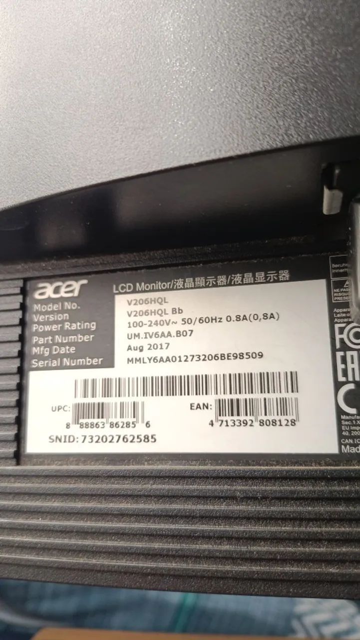 Monitor Acer V206HQL 19,5" LED - Funcionando Perfeitamente - Foto 3