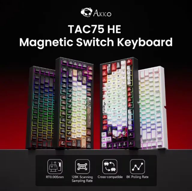 [NOVO] Teclado Magnético Akko TAC75 HE, 8000Hz, RT 0.005mm, RGB, Preto, 75%, Hot Swap, PC - Foto 2