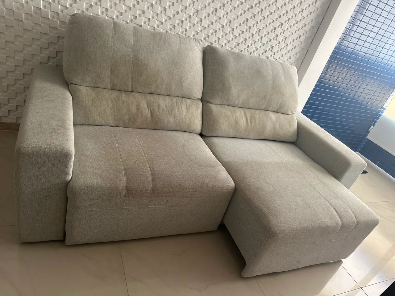 Sofá retrátil e reclinável 2,20 cinza. Ler as observações. - Foto 4