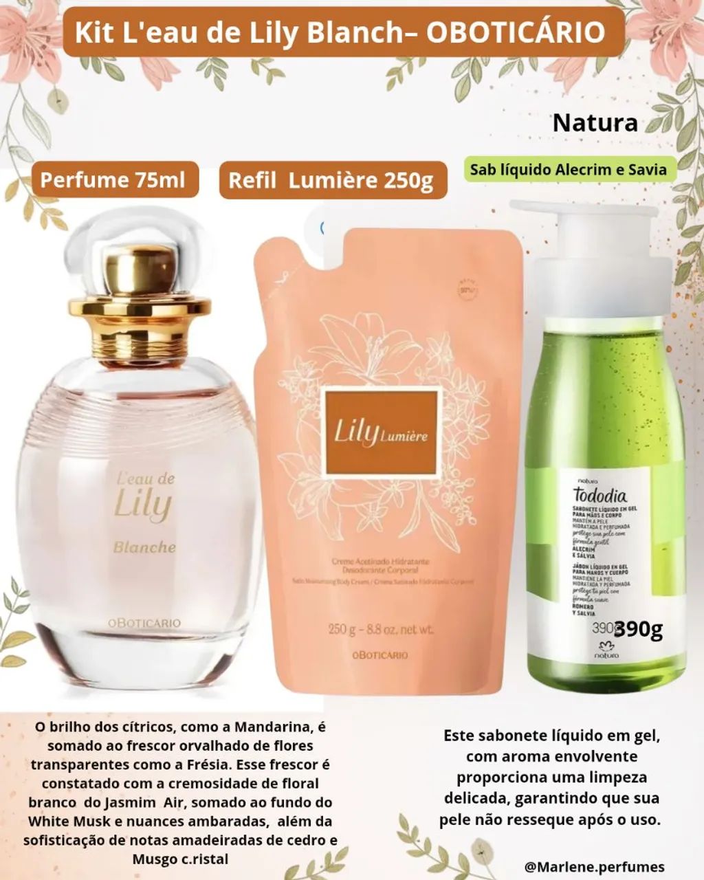 Kit L'eau de Lily feminino com 3 itens- OBOTICÁRIO 
