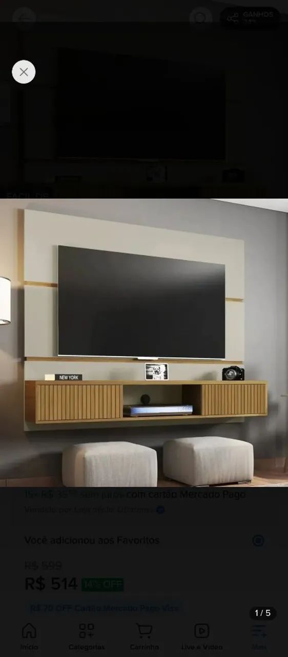 Painel para TV + Rack Suspenso 65 polegadas - Excelente Estado - Foto 3