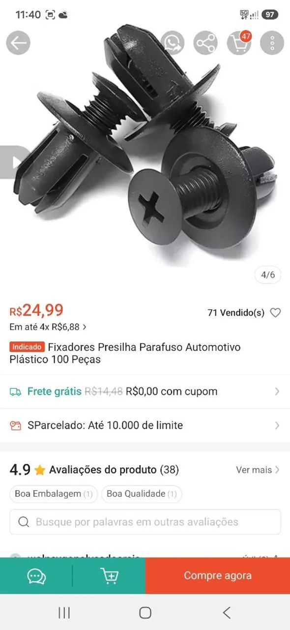 Fixadores presilha em plástico para carro/moto - Foto 3
