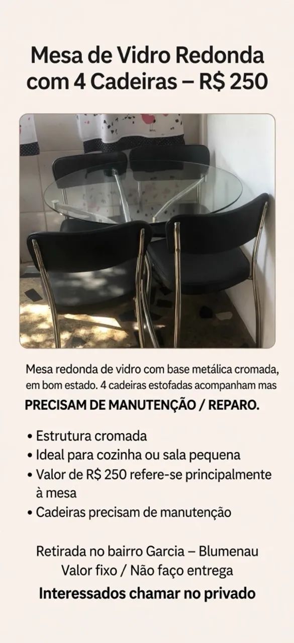 Mesa com 4 cadeiras