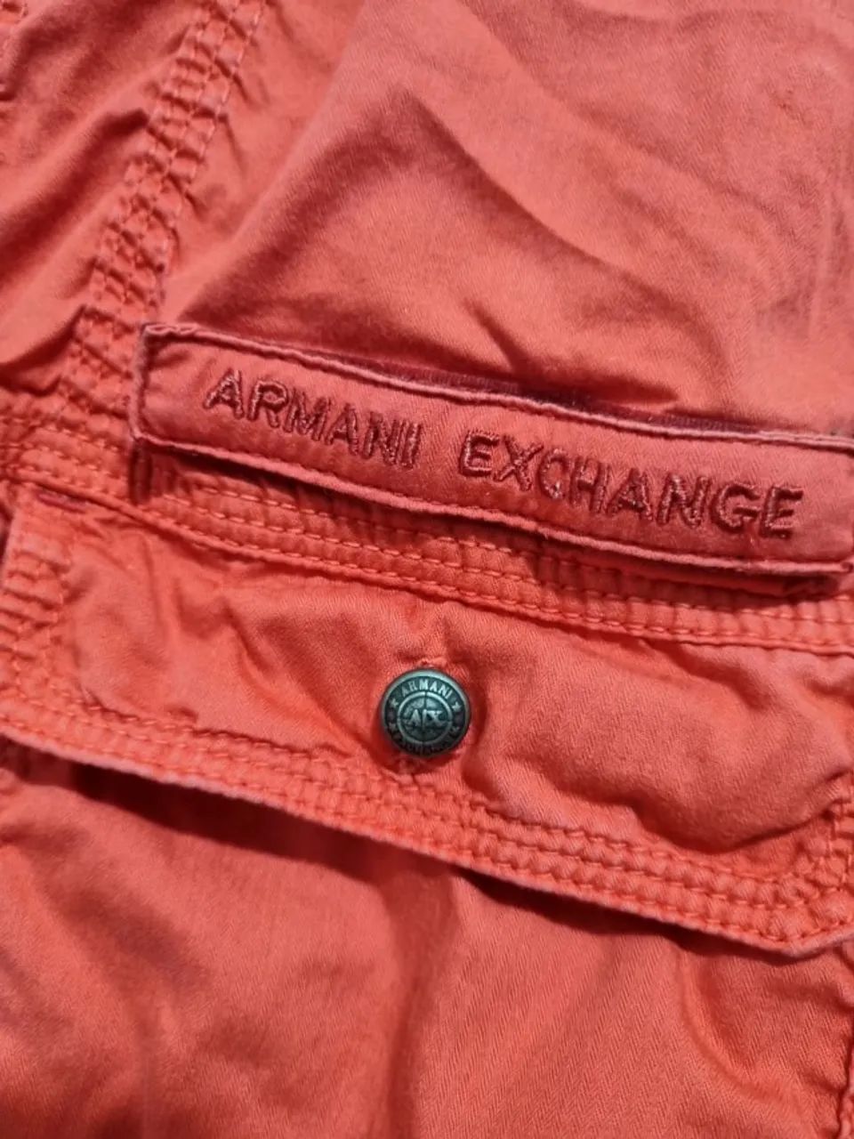Camisa manga longa drapeada Armani Exchange vermelha - Foto 3