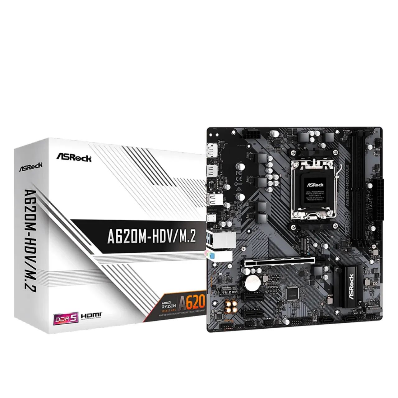 Placa Mãe ASRock A620M-HDV/M.2 (AM5 / DDR5) - Na Caixa, Impecável