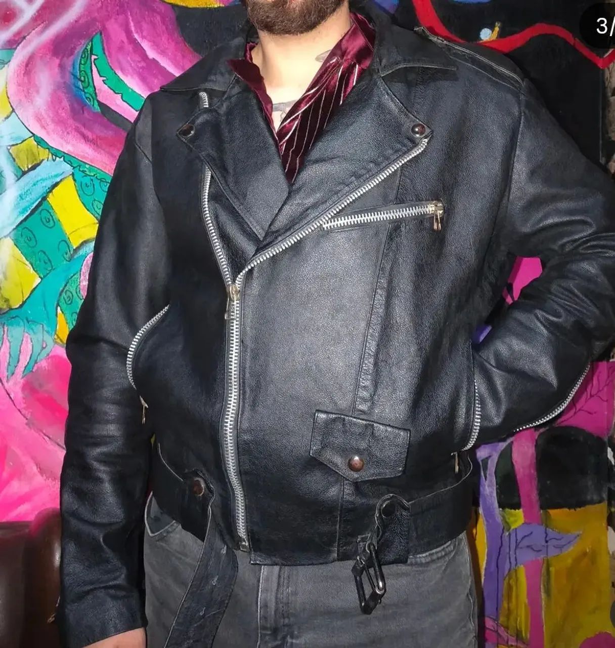 JAQUETA DE COURO LEGÍTIMO PERFECTO BIKER - Foto 4