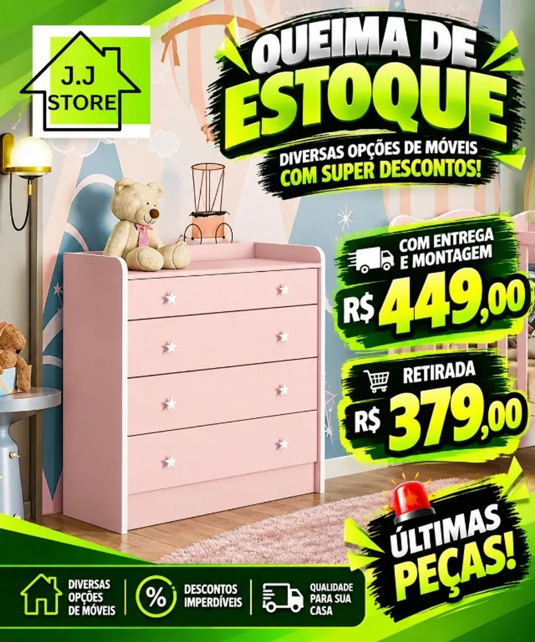 comoda - com trocador - compre e receba em 72 horas 