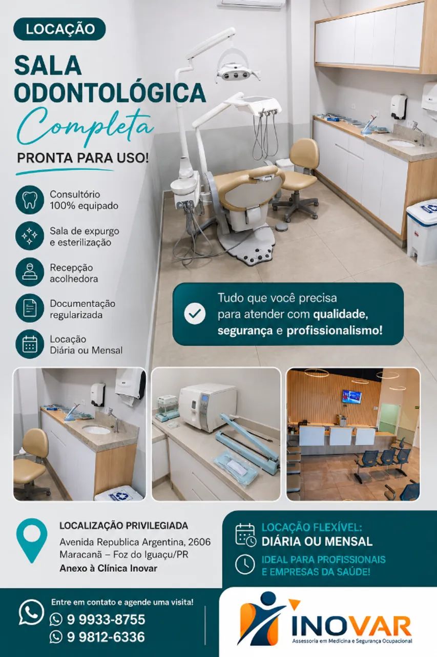 Locação de consultório odontológico completo. 