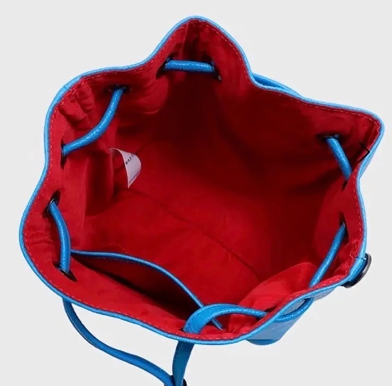 Bolsa Bucket Azul em Couro Legítimo  - Foto 3