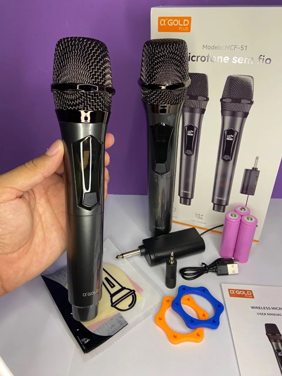 Microfone Duplo sem Fio - MCF-51 A?Gold an2