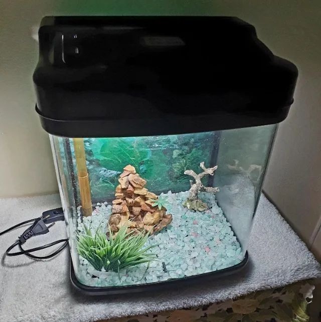 Aquário Resun Dm-320 22L 220V com  iluminação LED e enfeites