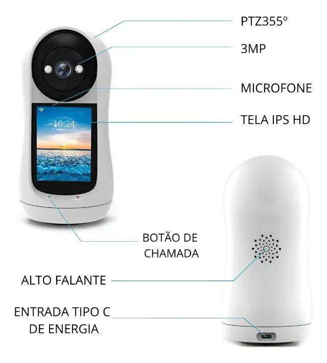 Câmera Babá Eletrônica Wifi com Tela - Foto 5