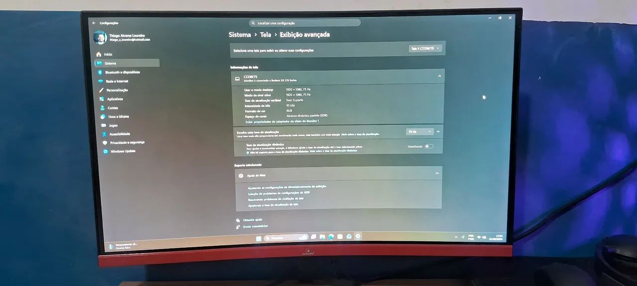 Monitor Curvo Concórdia 23.6 polegadas Full HD 75Hz 5ms  - Foto 3