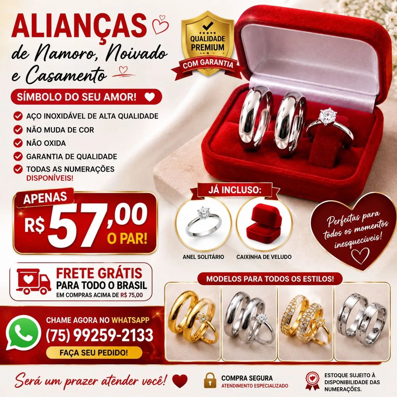 Aliança de namoro noivado e casamento  - Foto 2