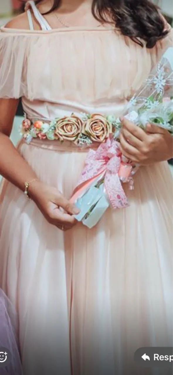Vestido de festa rosê-juvenil